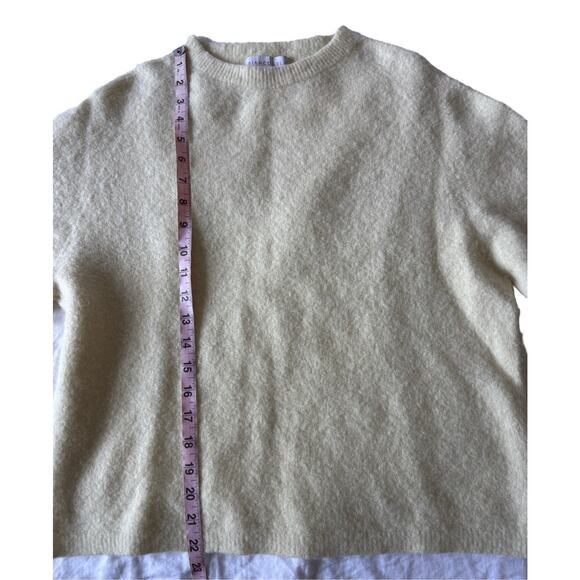 Bianco & Blu Women's Large Wool Yellow Sweater Cropped Sleeve Italy Spring - Picture 5 of 7